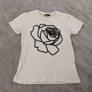 3/$25 J. Crew Cream Cotton Black Rose T-Shirt